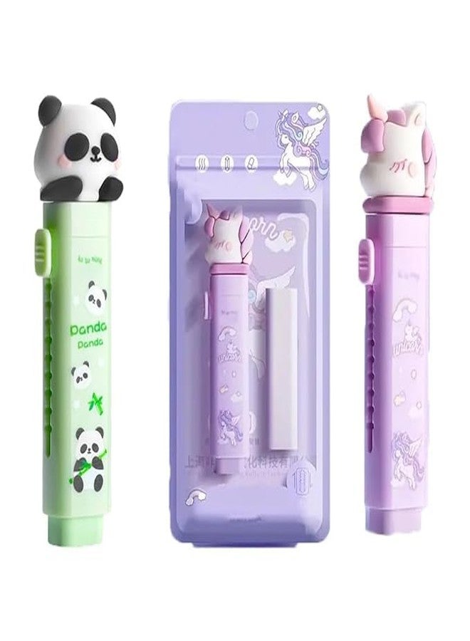 SAMVARDHAN Fancy Kawaii Cutter Style Erasers with Clutch Mechanism for Kids (Unicorn & Panda (Pack of 2)) - Image 1